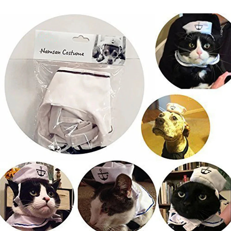 Funny Pet Cat Costumes Cat  Apparel Clothes For Halloween Christmas Cosplay Navy Sailor Costumes Jacket Cloak Dog Accessories