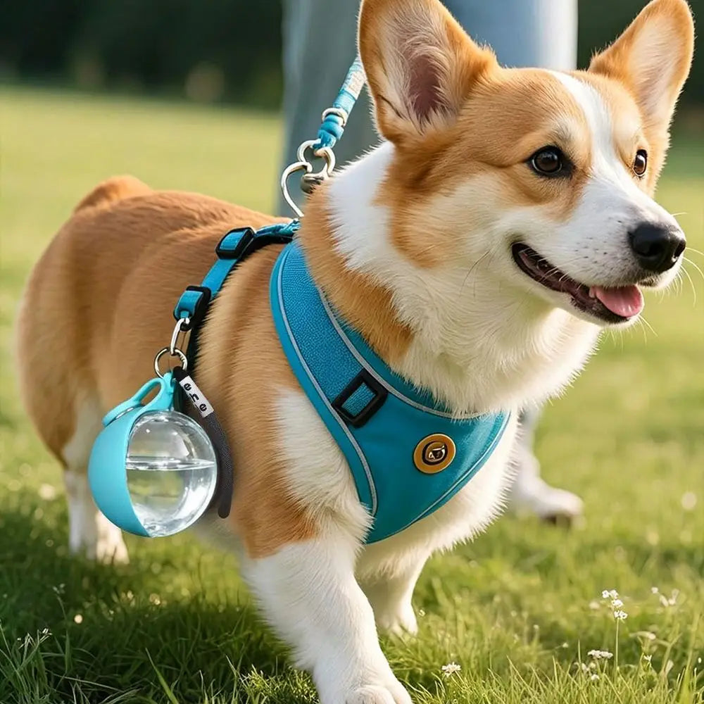 2-in-1 Portable Dog Water Bottle with Lanyard Hook Foldable Silicone Dog Bowl Leak-proof Compact Travel Pet Feeding Bottle