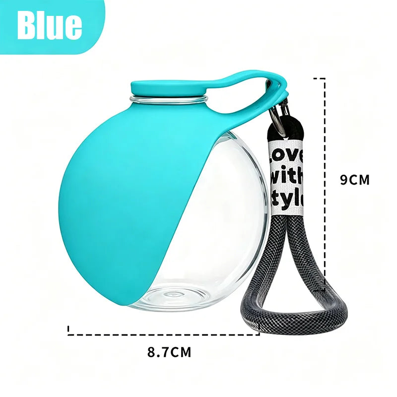 2-in-1 Portable Dog Water Bottle with Lanyard Hook Foldable Silicone Dog Bowl Leak-proof Compact Travel Pet Feeding Bottle