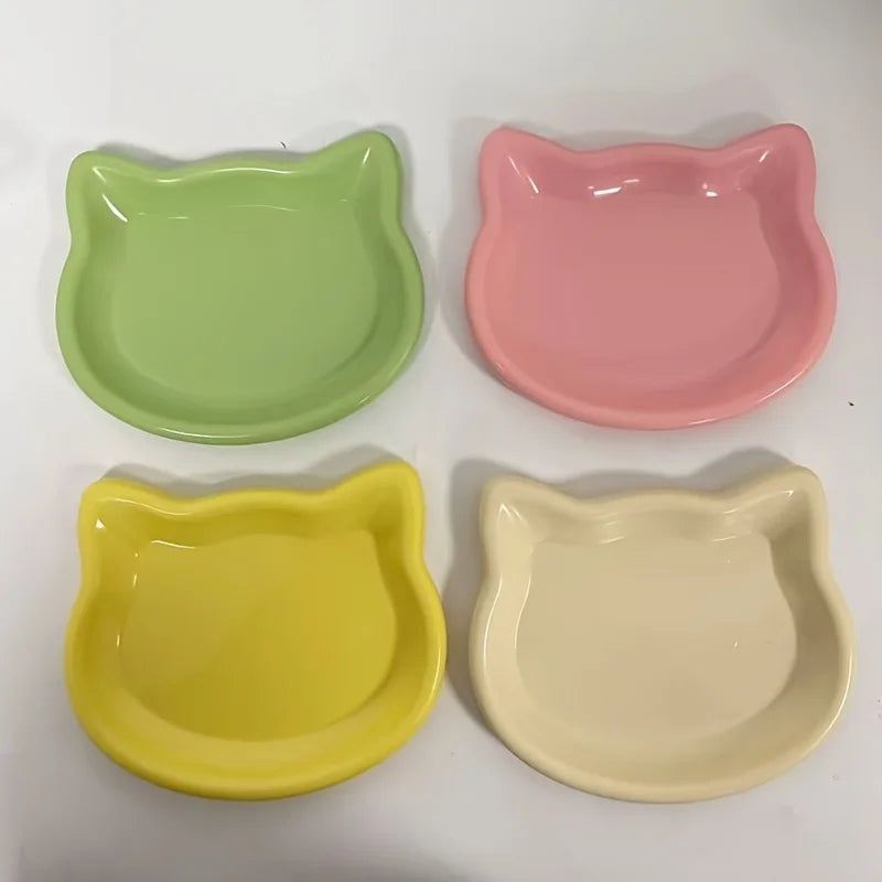 4-Color Pet Bowl Cat Food Dish Canned Snack Frozen Meal Plate for Dwarf Cats Premium Anti-Black-Nose Pet Dish Home Use Pet Bowl.