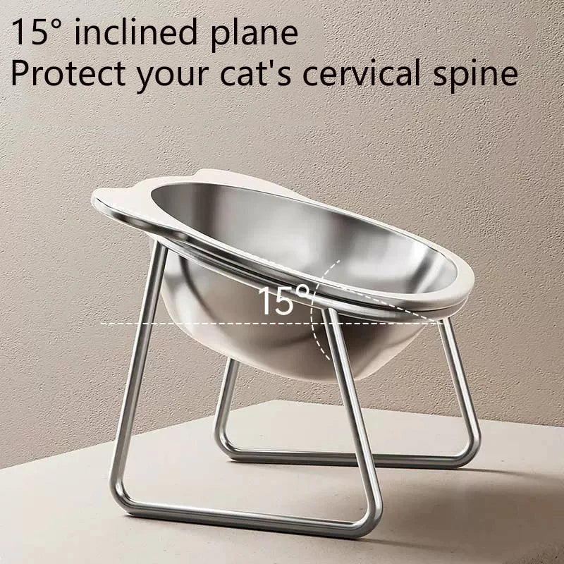 BOOTEELY Tilted Cat Bowl Stainless Steel Cat Food Bowls with Metal Stand Food and Water Dish for Cats Kitten Puppies Feeders Cat Supplies