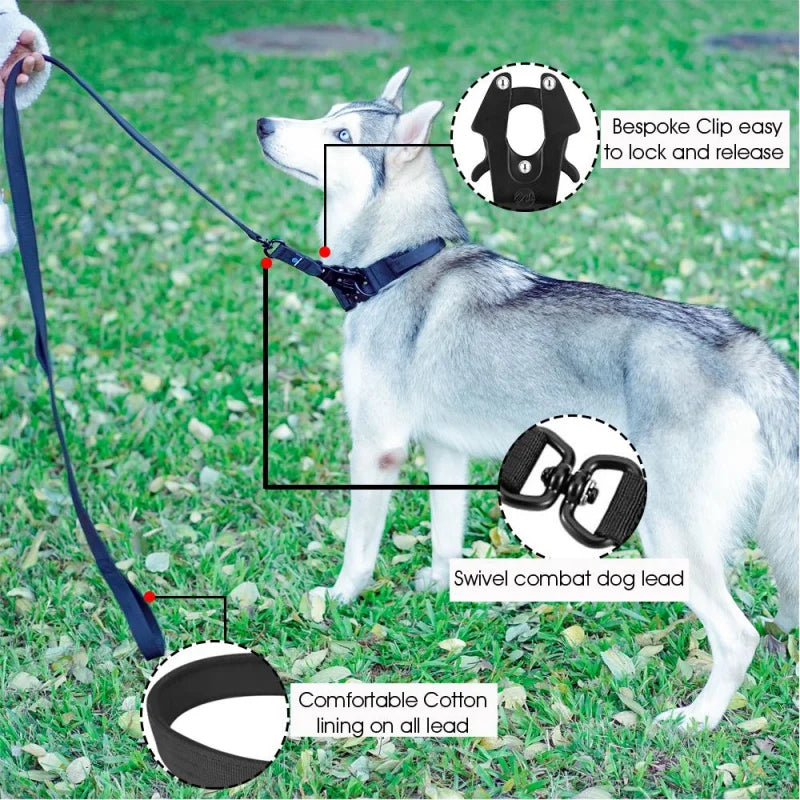 Leash Tactical Dog Collar, Military Adjustable Durable Training Nylon Shepard Metal Buckle Pet Large Dog Harness Set Pet Dog