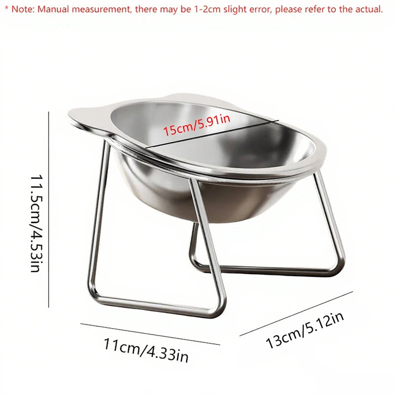 BOOTEELY Tilted Cat Bowl Stainless Steel Cat Food Bowls with Metal Stand Food and Water Dish for Cats Kitten Puppies Feeders Cat Supplies