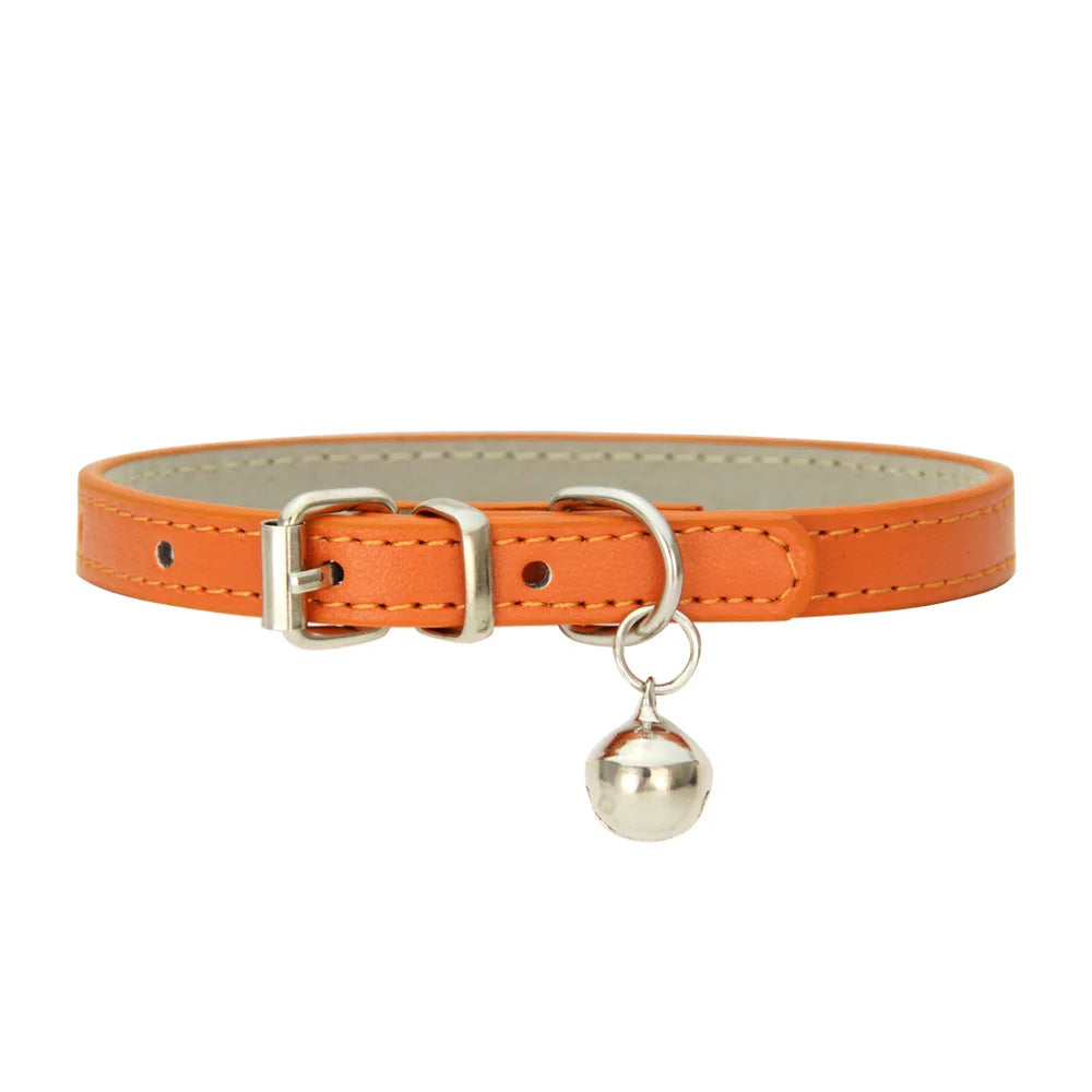 Dog Collar Pu Leather Collar Leash Pet Dog Collar Pet Supplies Cat Collar with Bells Dog Collar Chihuahua Dog Collar Cat Collar