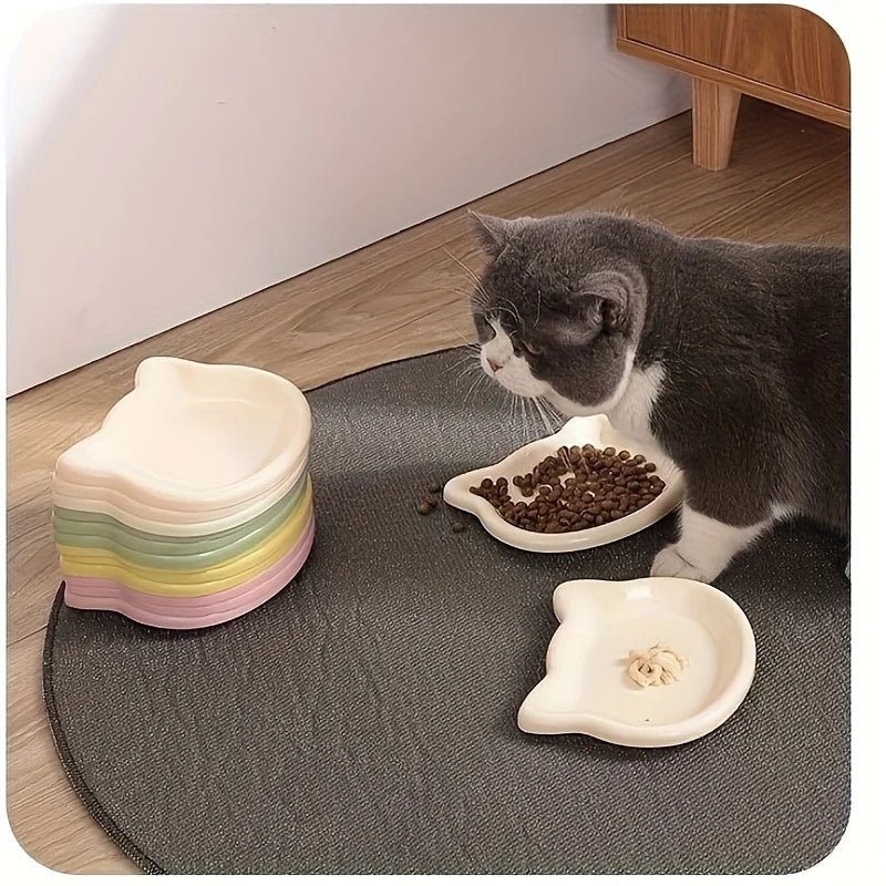4-Color Pet Bowl Cat Food Dish Canned Snack Frozen Meal Plate for Dwarf Cats Premium Anti-Black-Nose Pet Dish Home Use Pet Bowl.