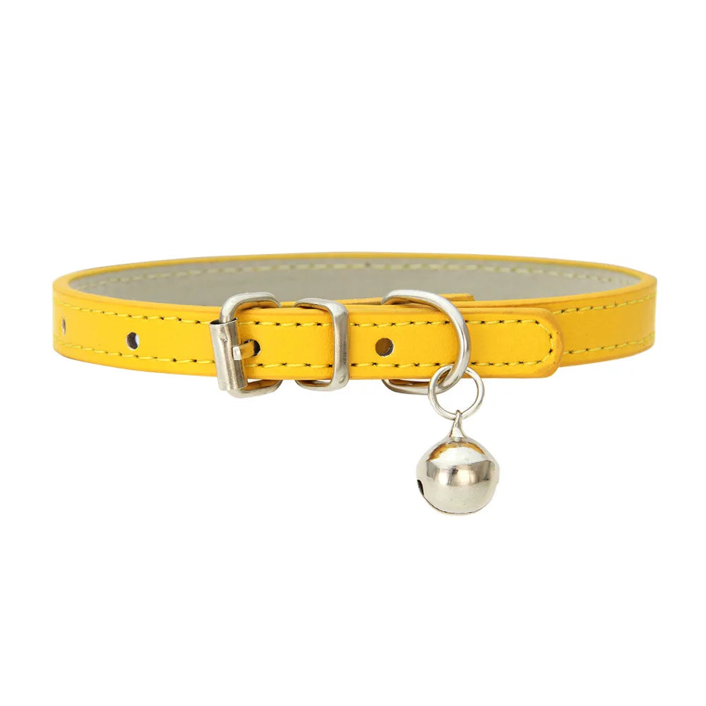 Dog Collar Pu Leather Collar Leash Pet Dog Collar Pet Supplies Cat Collar with Bells Dog Collar Chihuahua Dog Collar Cat Collar