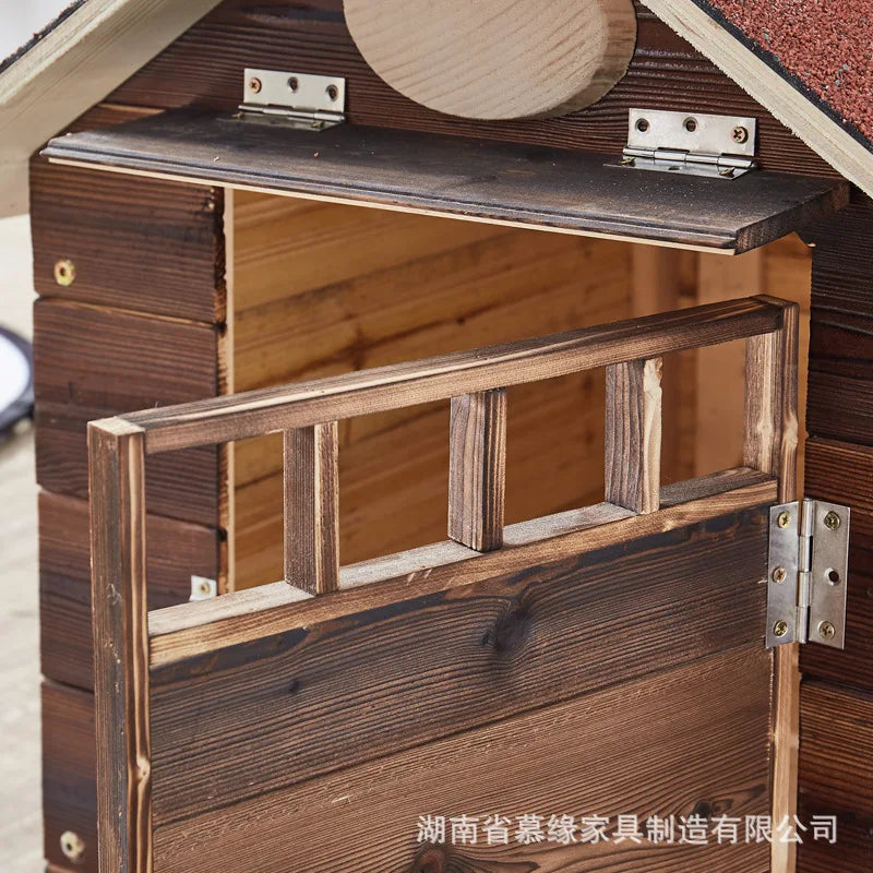 Solid Wood Outdoor Dog Kennel Wooden Large  Hut Antiseptic Cat House Cage Dog House All Seasons Dog Villa