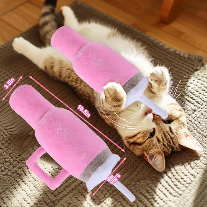 Fashion Pink Tumbler Pet Plush Doll, Lovely Cup Shape Stuffed Toy, Ideal Daily Entertainment Gift for Dogs