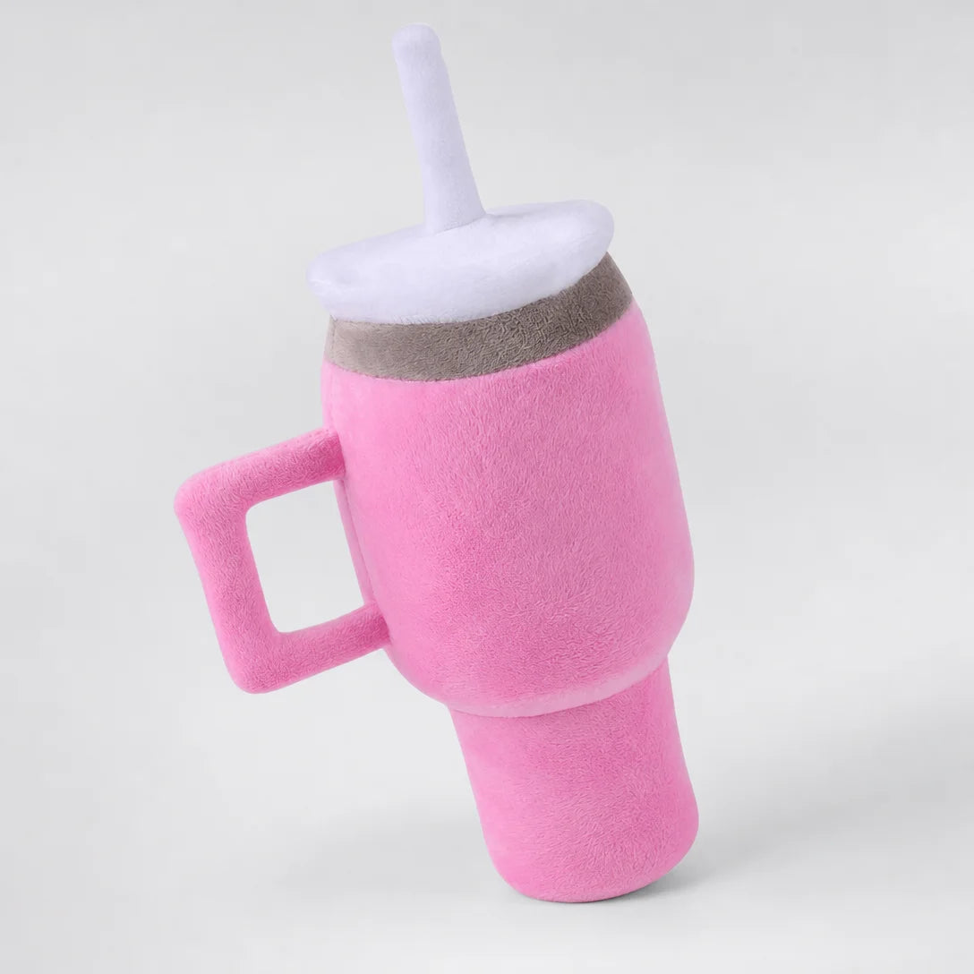 Fashion Pink Tumbler Pet Plush Doll, Lovely Cup Shape Stuffed Toy, Ideal Daily Entertainment Gift for Dogs