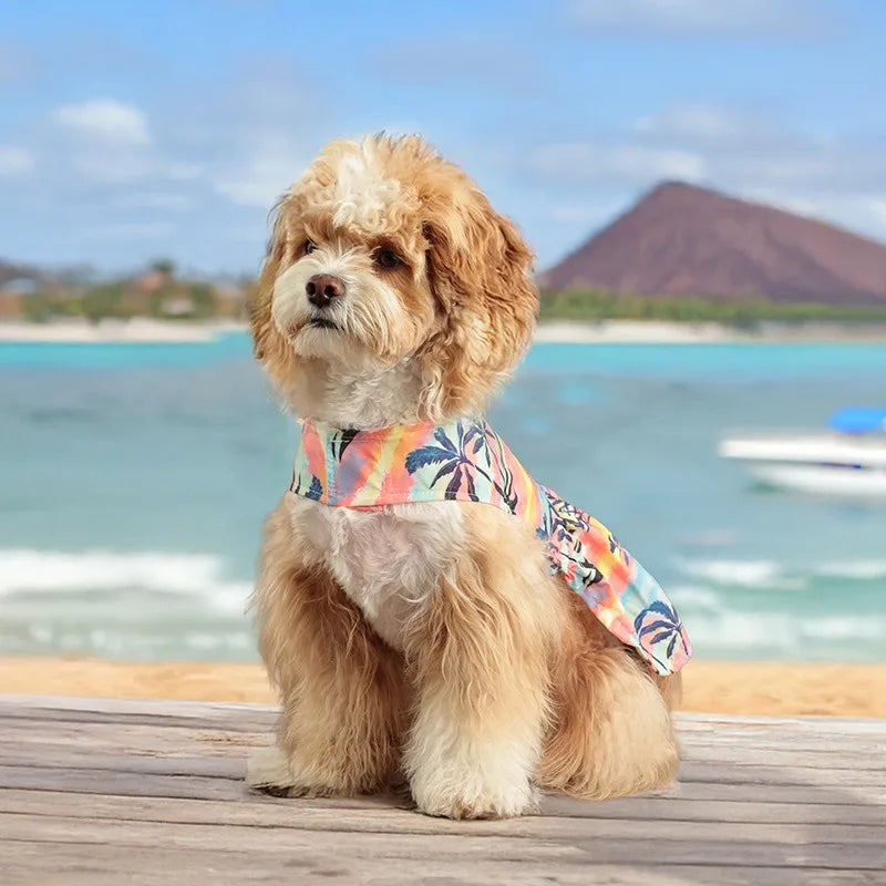 Hawaiian Dog Clothes Summer Tropical Shirt Pineapple Hibiscus Print Breathable for All Size Dogs