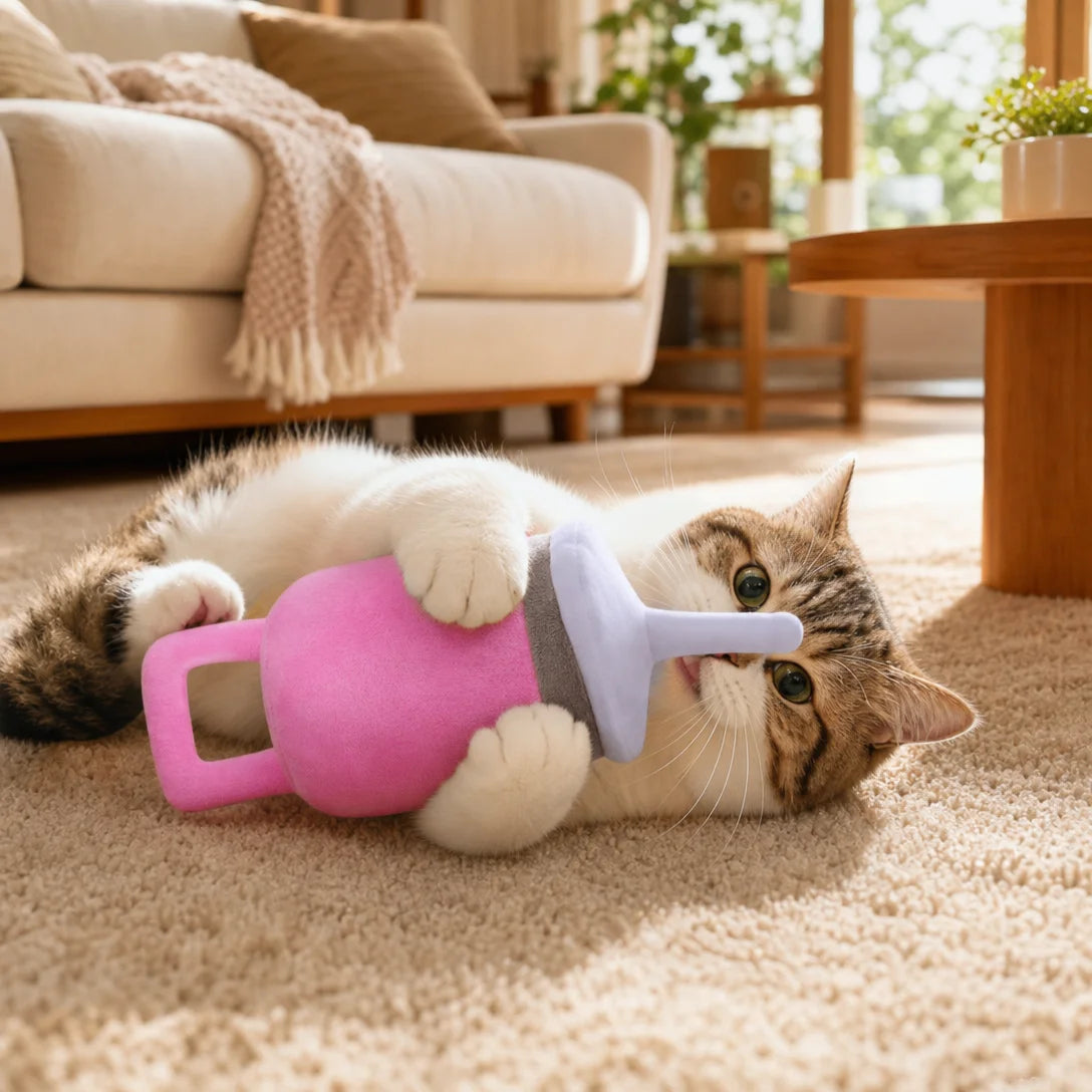 Fashion Pink Tumbler Pet Plush Doll, Lovely Cup Shape Stuffed Toy, Ideal Daily Entertainment Gift for Dogs