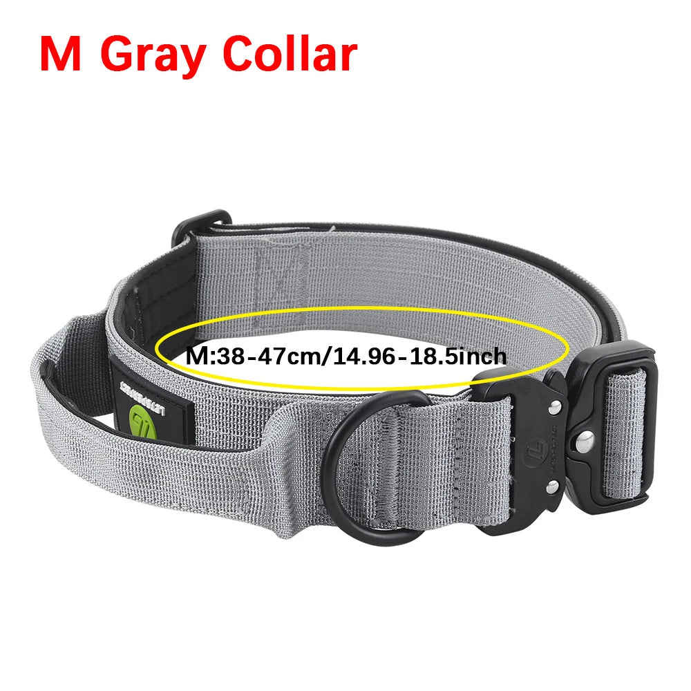 Leash Tactical Dog Collar, Military Adjustable Durable Training Nylon Shepard Metal Buckle Pet Large Dog Harness Set Pet Dog