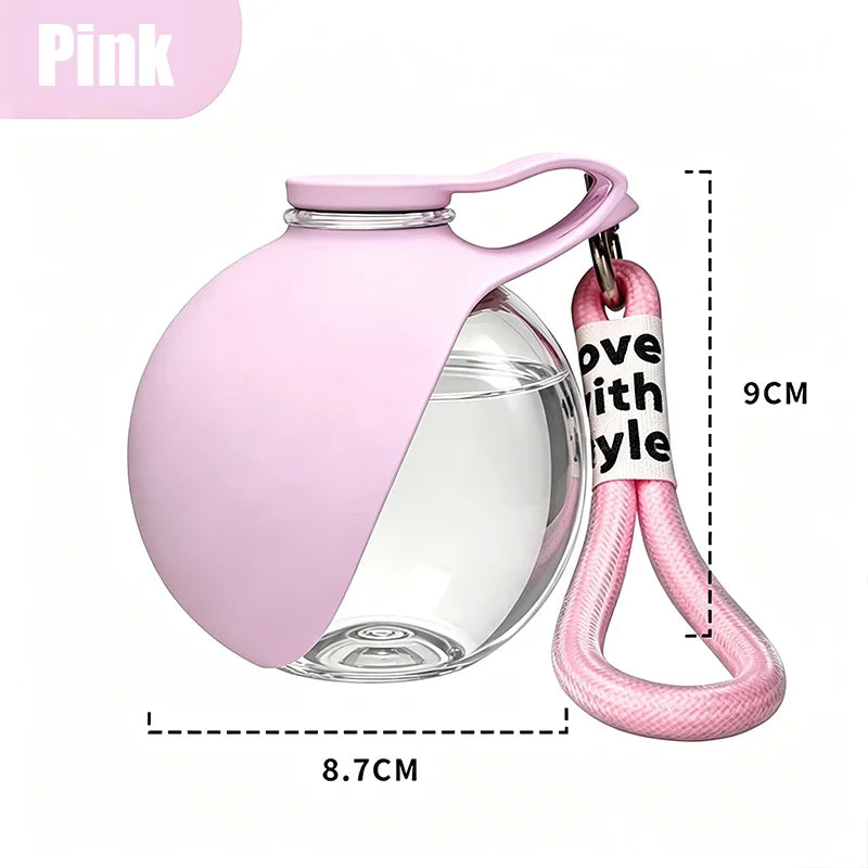 2-in-1 Portable Dog Water Bottle with Lanyard Hook Foldable Silicone Dog Bowl Leak-proof Compact Travel Pet Feeding Bottle