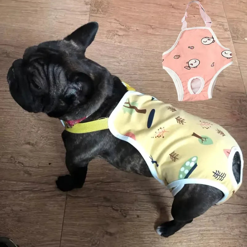 Adjustable French Bulldog Pet Shoulder Strap Physiological Pants Washable Female Dog Underwear Safety Trousers Mascotas Shorts