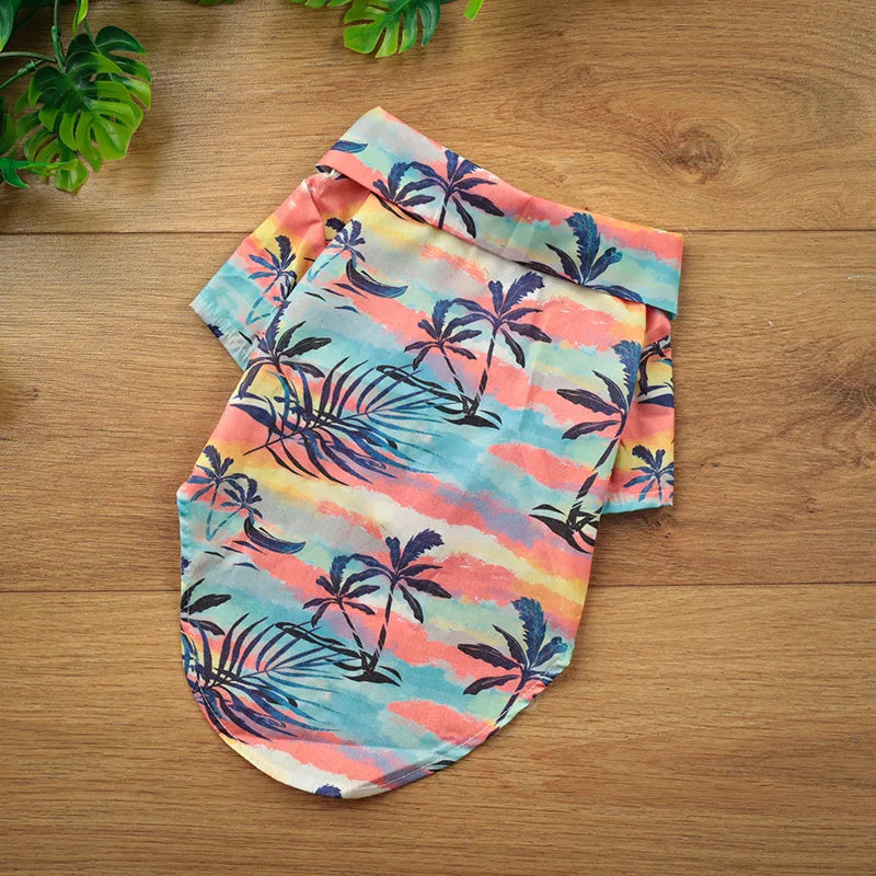 Hawaiian Dog Clothes Summer Tropical Shirt Pineapple Hibiscus Print Breathable for All Size Dogs
