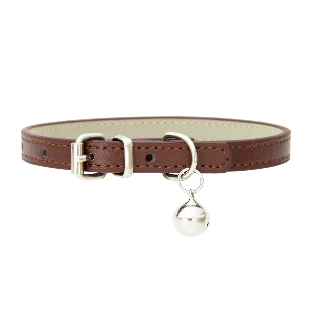 Dog Collar Pu Leather Collar Leash Pet Dog Collar Pet Supplies Cat Collar with Bells Dog Collar Chihuahua Dog Collar Cat Collar