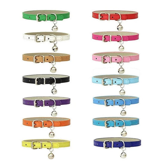 Dog Collar Pu Leather Collar Leash Pet Dog Collar Pet Supplies Cat Collar with Bells Dog Collar Chihuahua Dog Collar Cat Collar